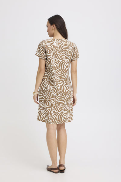 Falakka Linen Blend Dress (Woodsmoke Pattern)