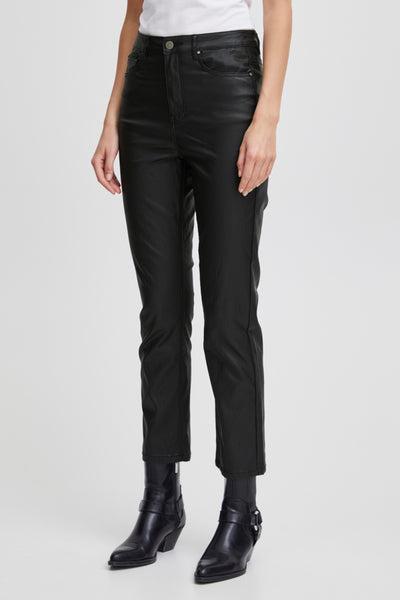 Kato Kiko Coated Straight Pants (Black)