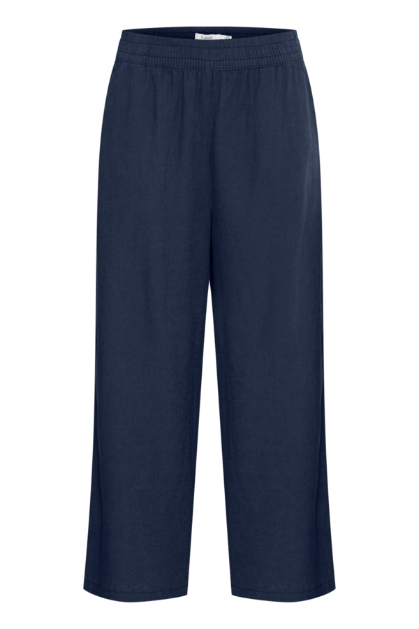 Falakka Crop Linen Blend Pant (Navy) - 25% OFF AT CHECKOUT - FINAL SALE