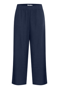 Falakka Crop Linen Blend Pant (Navy) - 25% OFF AT CHECKOUT - FINAL SALE