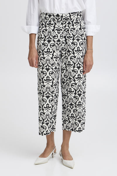 Falakka Crop Linen Blend Pant (Patterned)
