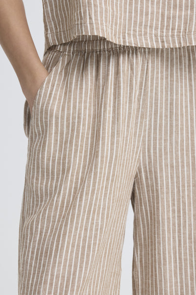 Falakka Crop Linen Blend Pant (Woodsmoke Stripe)