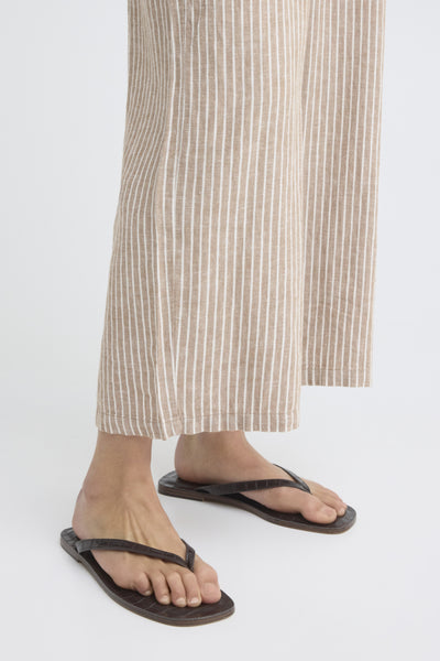 Falakka Crop Linen Blend Pant (Woodsmoke Stripe)