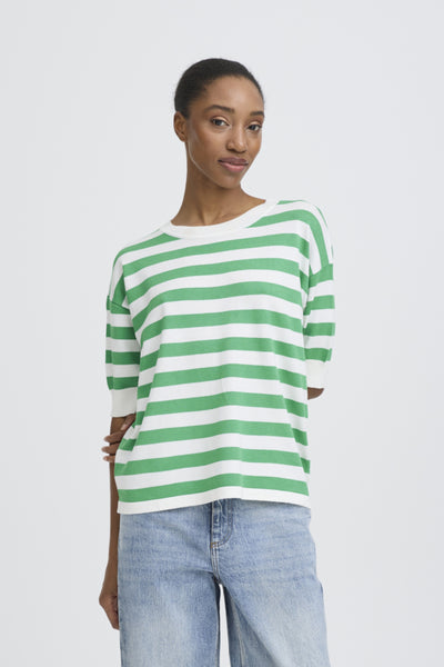 Morla Knit Top (Green Stripe)