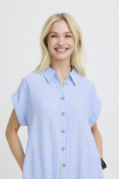 Falakka Linen Blend Shirt Dress (Della Robbie Stripe)