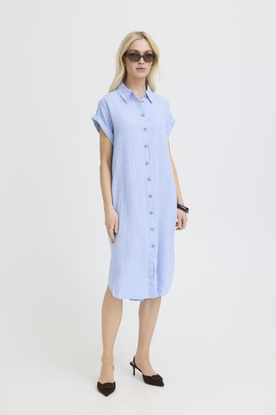 Falakka Linen Blend Shirt Dress (Della Robbie Stripe)