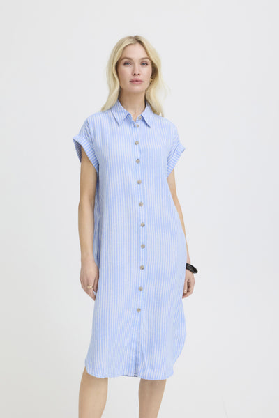Falakka Linen Blend Shirt Dress (Della Robbie Stripe)