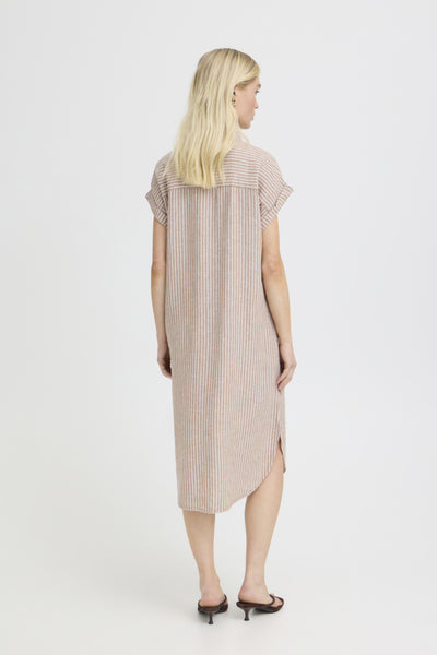 Falakka Linen Blend Shirt Dress (Woodsmoke Stripe)