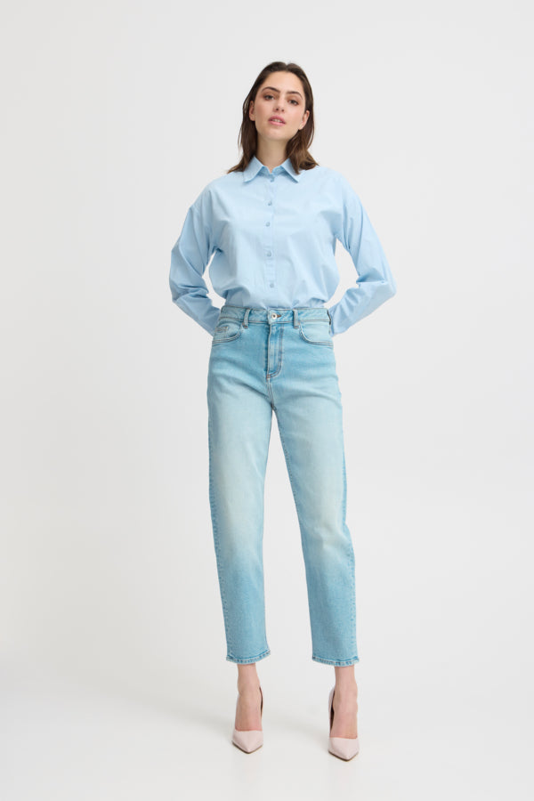 Loetta Straight Denim Jeans (Light Blue)