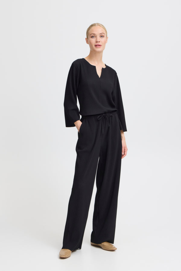 Trissa Pleated Tie Pant (Black)