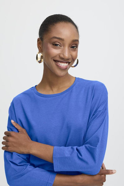 Pamila 3/4 Sleeve Top (Blue Quartz)