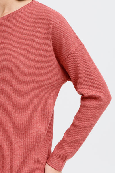 Nita Ribbed Long Sleeve Pullover (Roan Melange)