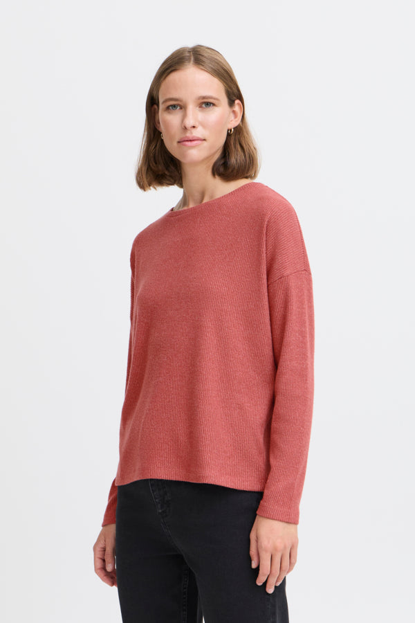 Nita Ribbed Long Sleeve Pullover (Roan Melange)