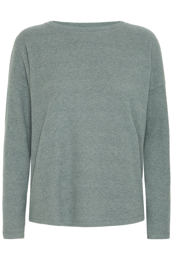 Nita Ribbed Long Sleeve Pullover (Green Gables Melange)