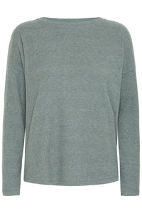 Nita Ribbed Long Sleeve Pullover (Green Gables Melange)