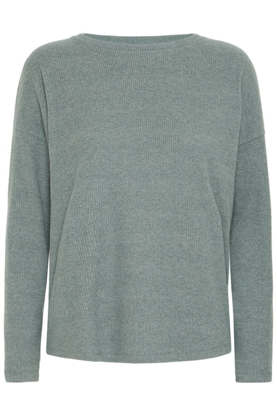 Nita Ribbed Long Sleeve Pullover (Green Gables Melange)