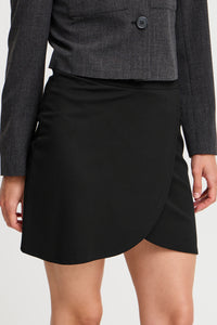 Parrin Faux Wrap Skirt (Black)