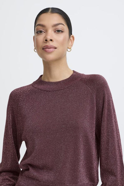 Mobbe Shimmer Pullover Sweater (Fudge)
