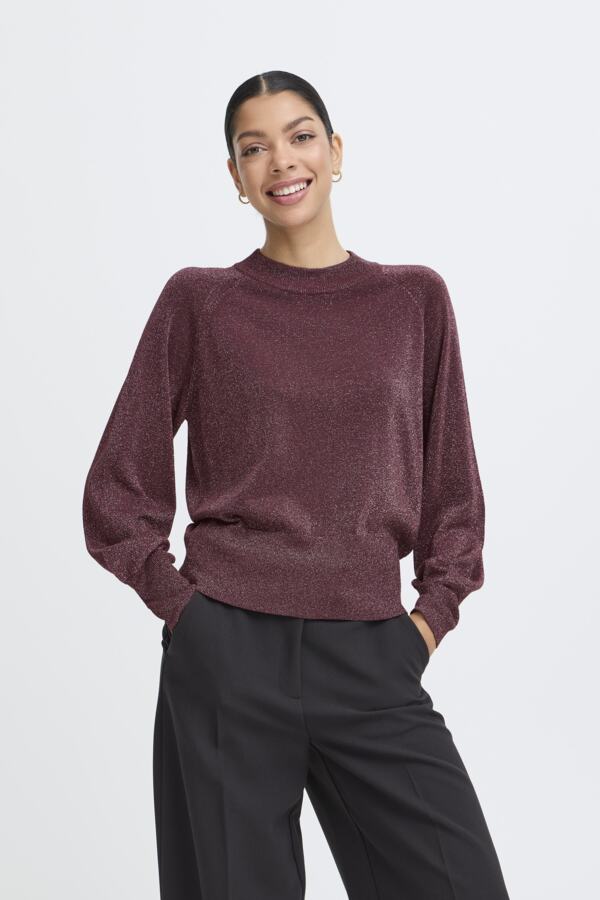 Mobbe Shimmer Pullover Sweater (Fudge)