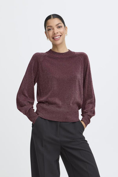 Mobbe Shimmer Pullover Sweater (Fudge)
