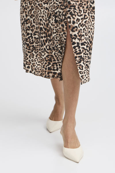 Joella Button Down Skirt (Leopard)