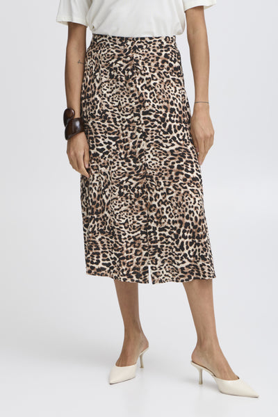 Joella Button Down Skirt (Leopard)