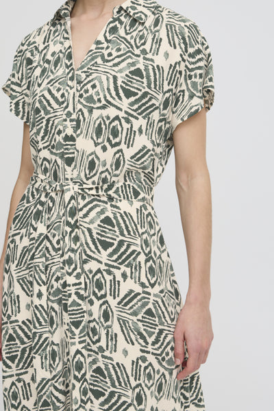 Joella Shirt Dress (Green Aztec)