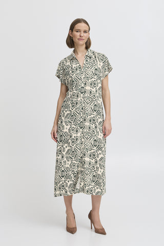 Joella Shirt Dress (Green Aztec)