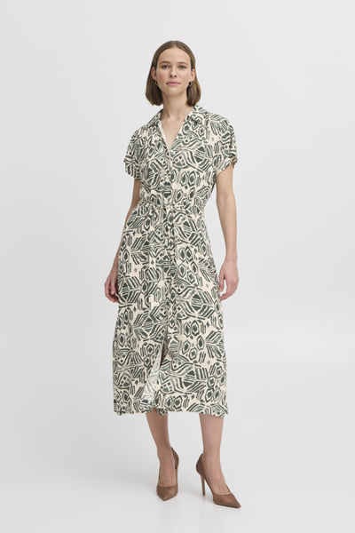 Joella Shirt Dress (Green Aztec)