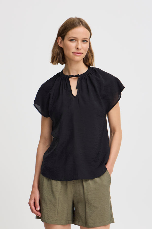 Hailey V Neck Blouse (Black) - 25% OFF AT CHECKOUT - FINAL SALE