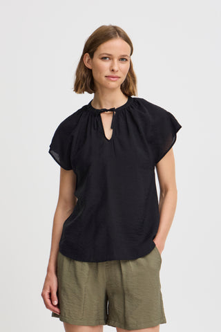 Hailey V Neck Blouse (Black)