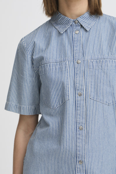 Laro Denim Shirt Jacket (Striped)