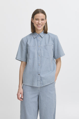 Laro Denim Shirt Jacket (Striped)