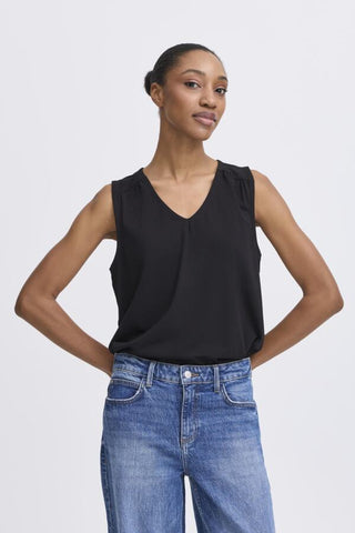 Pandina Cotton V Neck Tank (Black)