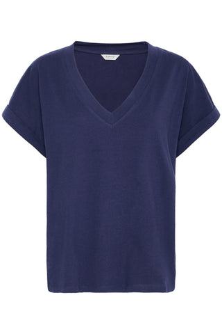 Pandina Cotton V Neck T-Shirt (Medieval Blue)