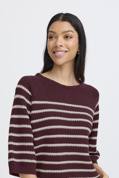 Mikala Raglan Cotton Sweater (Burgundy)