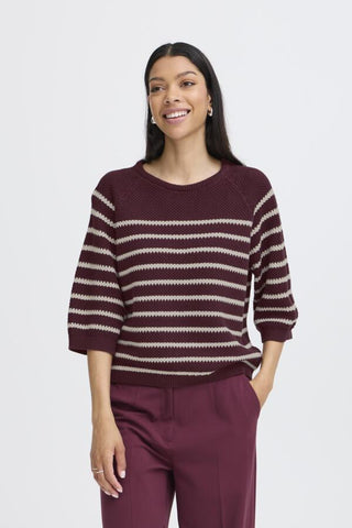 Mikala Raglan Cotton Sweater (Burgundy)