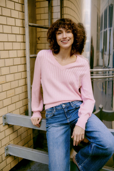 Morla Pointelle Sweater (Parfait Pink)