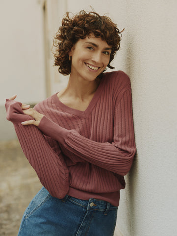 Morla Pointelle Sweater (Roan Rouge)