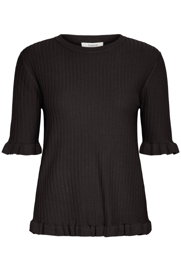 Morla Ruffle Knit Top (Black)