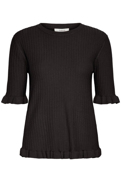 Morla Ruffle Knit Top (Black)