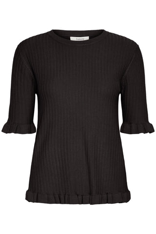 Morla Ruffle Knit Top (Black)