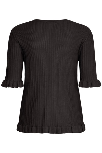 Morla Ruffle Knit Top (Black)