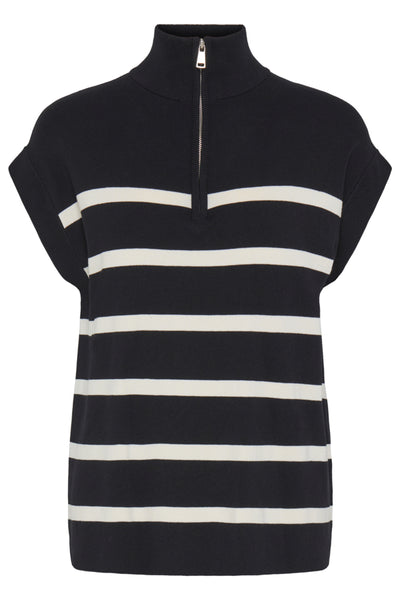 Morla Zippered Vest (Black Stripe)