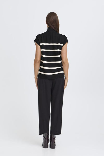 Morla Zippered Vest (Black Stripe)