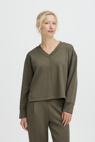 Pusti V Neck Sweatshirt (Olive)