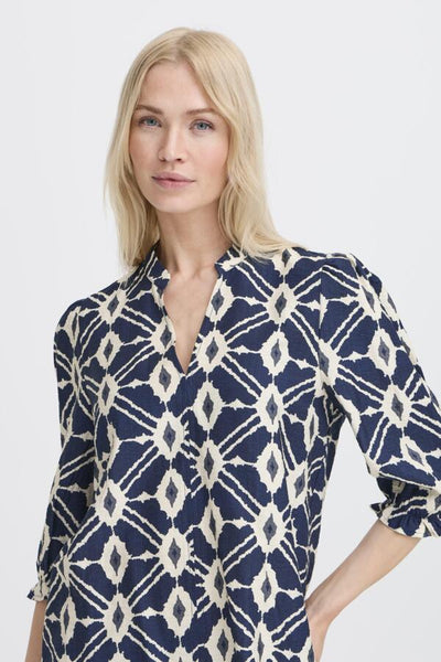 Ikaia Blouse (Navy Print)