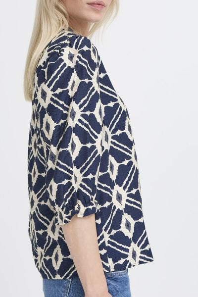 Ikaia Blouse (Navy Print)
