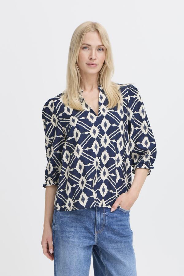 Ikaia Blouse (Navy Print)