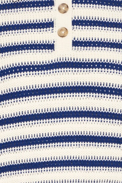 Mikayla Striped Cotton  Polo Sweater